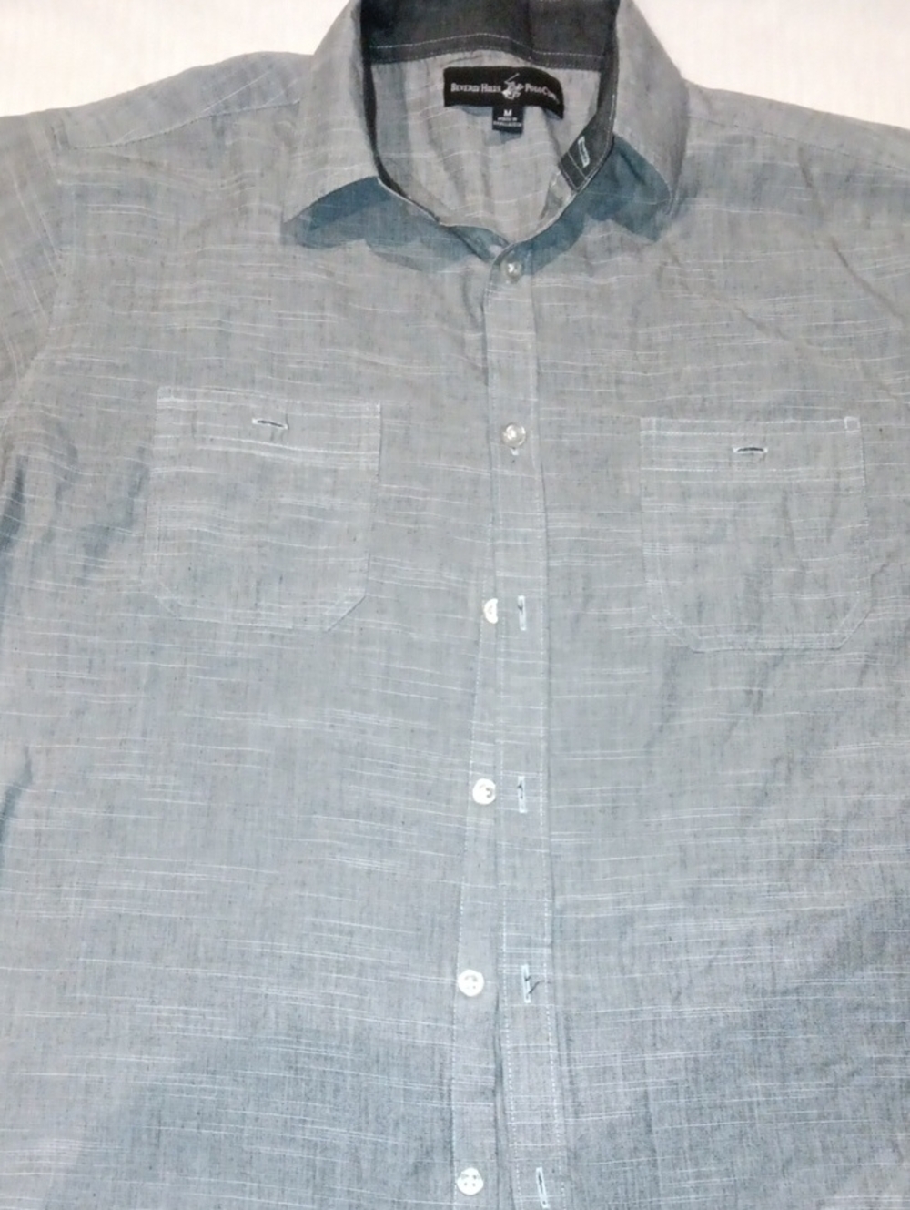 Beverly Hills Polo Club Men's Light Gray Casual Button-Down Shirt